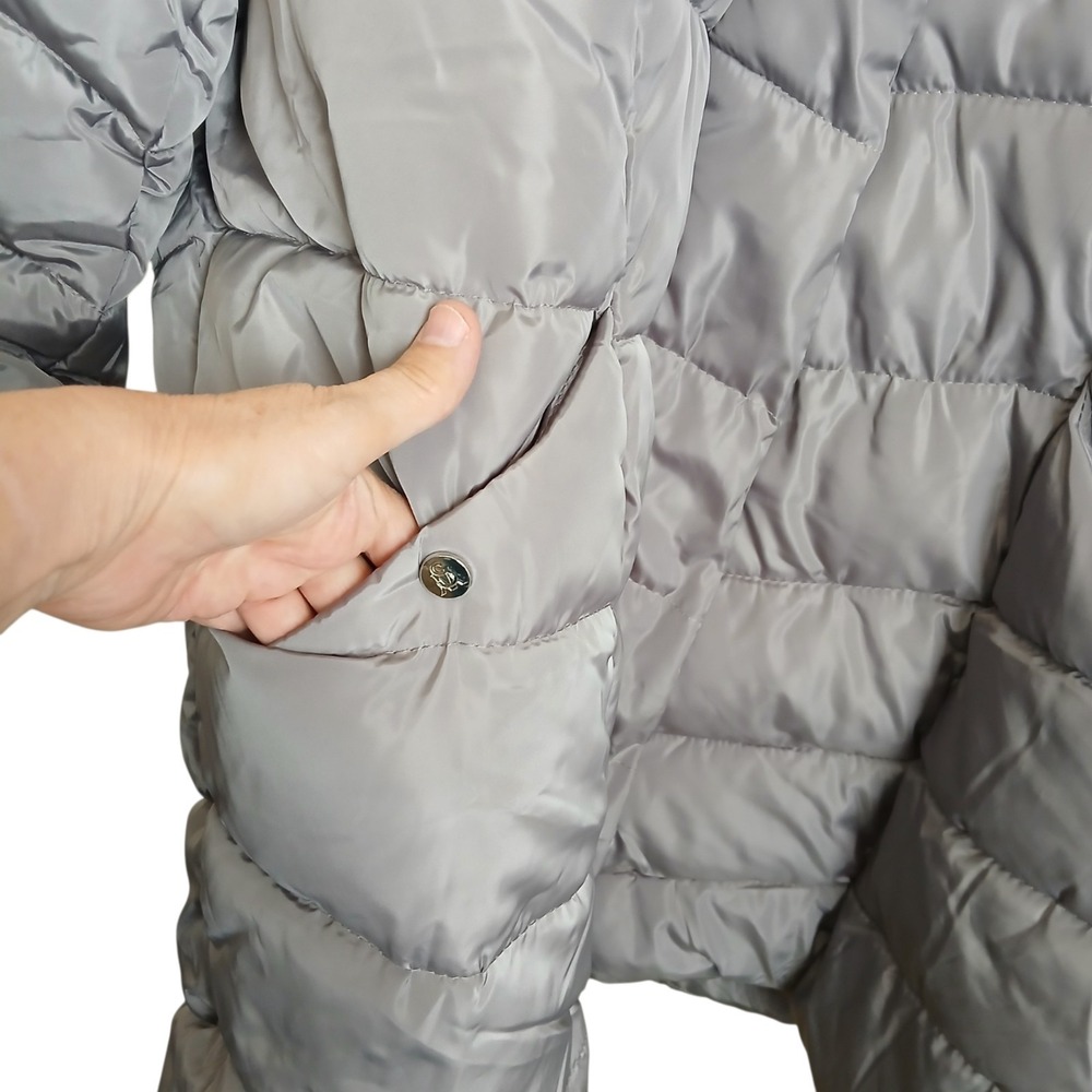 Steve Madden Gray Puffer Coat Womens Plus Size 2X Long Quilted Winter Jacket - Picture 4 of 16